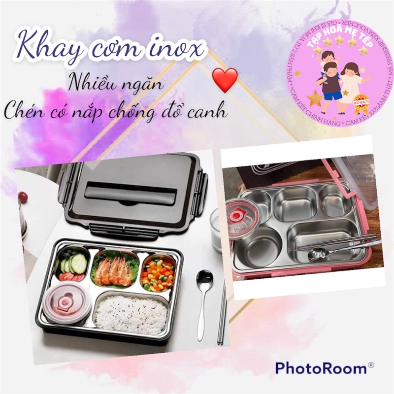 ‼️Khay cơm inox 5 ngăn có nắp inox rất đẹp, chuyên dùng cho cơm văn phòng, trường học, khách sạn, hàng không,...💢