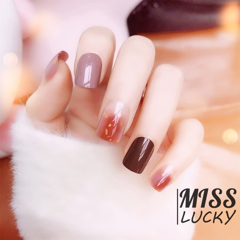 ❤Bộ Móng Tay Giả Dán Trang Trí Nhiều Màu Sắc Phong Cách Hàn Quốc