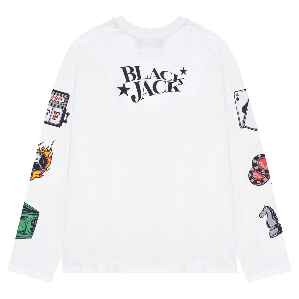 Áo thun Tay Dài Long Sleeve in hình Black Jack Fusionism - Màu Trắng Đen - Unisex - Form Oversize