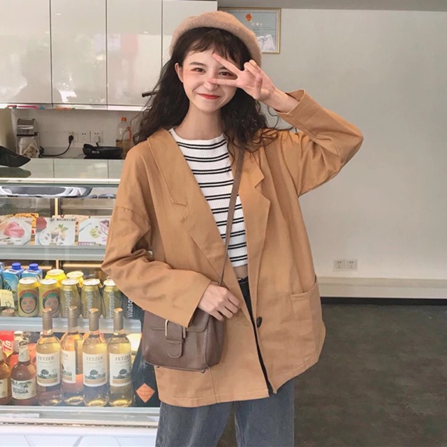 Áo blazer trơn màu vintage