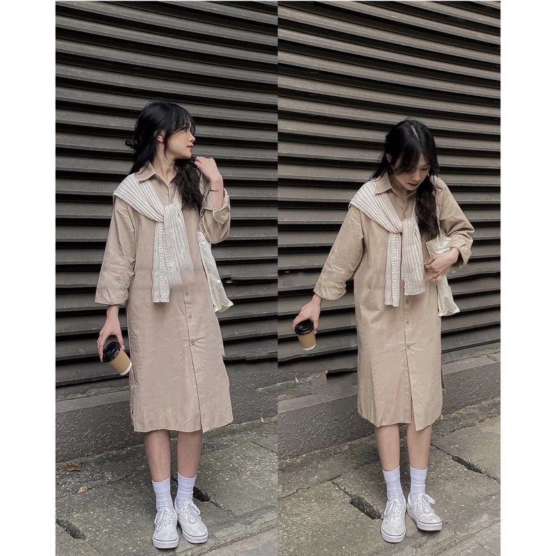 ✨Đầm sơ mi chất đũi lụa Hàn xịn xò sll đi cafe quá ư là mê 😻 | BigBuy360 - bigbuy360.vn