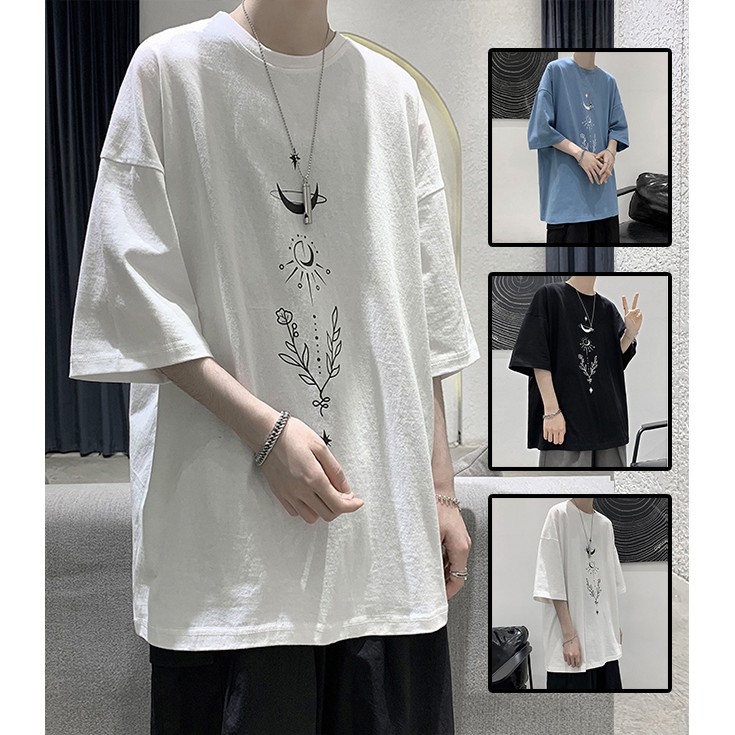 Áo Thun Nam Tay Lỡ Cổ Tròn In Họa Tiết Hoa Lá Mặt Trăng Phong Cách Trẻ Trung Thời Trang Zenkonu TOP NAM 1000144 | BigBuy360 - bigbuy360.vn