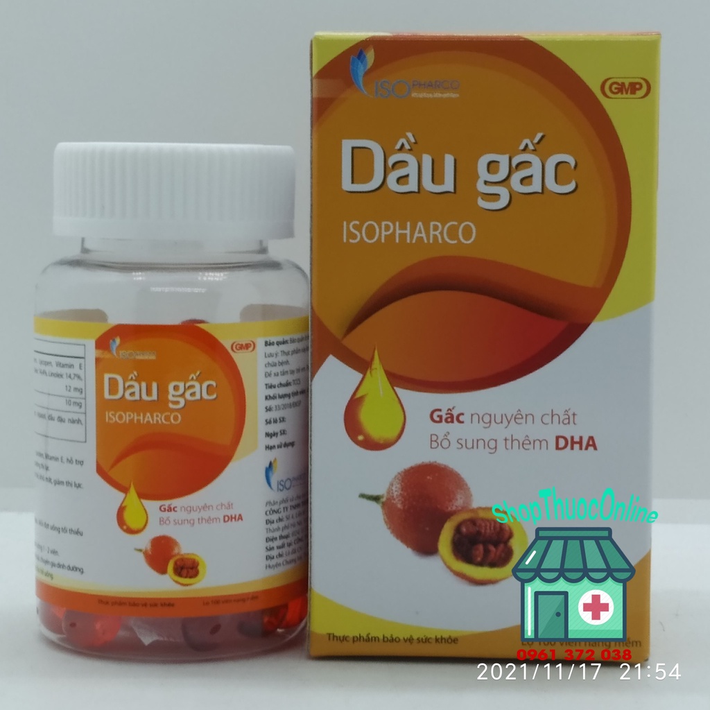 Dầu gấc Isopharco lọ 100 viên