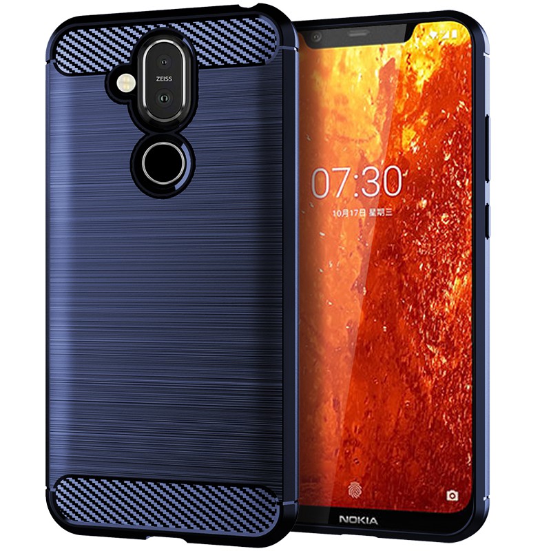 Ốp Điện Thoại Tpu Dẻo Họa Tiết Sợi Carbon Chống Sốc Cho Nokia 8.1 Nokia8.1