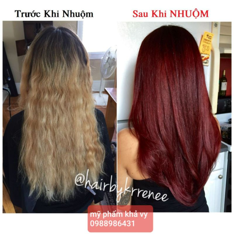 Thuốc Nhuộm Tóc Tại Nhà Màu Đỏ Rượu Vàng Red Wine Blonde Kèm Trợ
