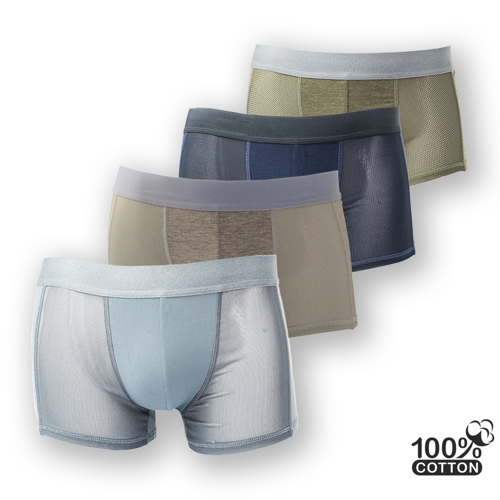 Hộp 5 Quần Lót Nam Citymen Boxer Nhiều Lưng Cao Cấp Vải Cotton Co Giãn 4 Chiều Có Phối Lưới Thoáng Khí Thấm Hút Cực Tốt
