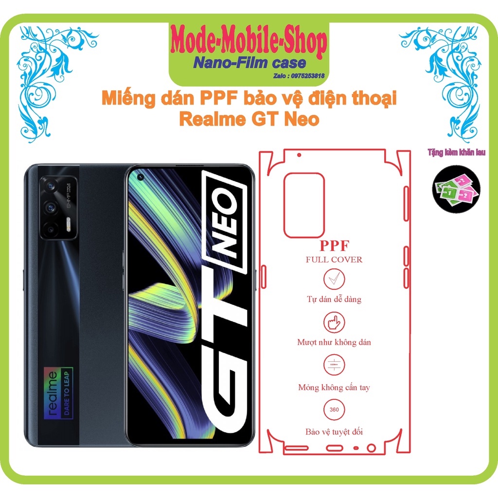Miếng dán PPF bảo vệ điện thoại Realme GTNeo khỏi trầy xước- Xỉn màu