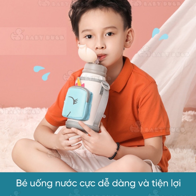 Bình uống nước giữ nhiệt cao cấp 550ml tặng kèm túi và phụ kiện ms1101692, bình đựng nước cho bé