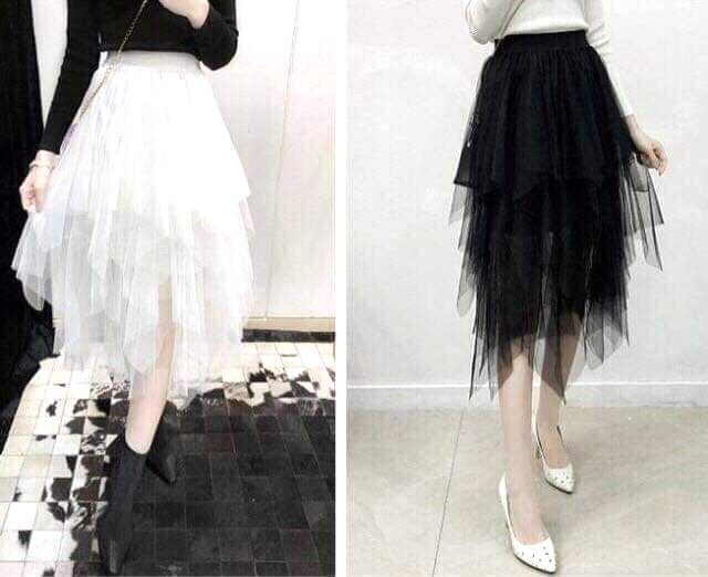 Chân váy xòe nữ - Chân váy xòe tua rua - Chân váy tầng