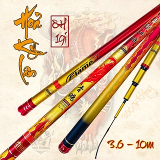Cần câu tay hoả kỳ lân 8h bản săn hàng cần câu đài câu đơn carbon xoắn x tặng kèm ngọn phụ