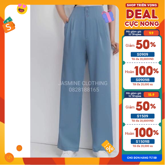 Quần Suông Ống Rộng 3 Nút Cạp Cao- Quần Culothes Cạp Cao 3 Nút ống Rộng Chất Đẹp-mã 99