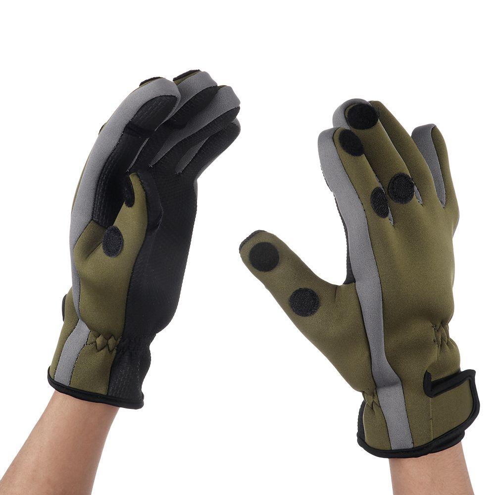 WATTLE Găng Tay Câu Cá Hở 3 Ngón Bằng Da PU Chống Nước Giữ Ấm