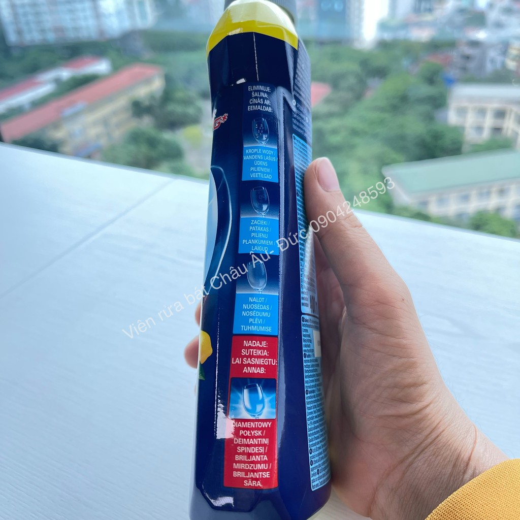 Dầu bóng Finish 1150ml chất trợ xả, Nước làm bóng finish 750ml dùng cho Máy rửa bát đĩa chén ly