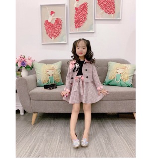 Set váy áo khoác da lộn cho bé gái