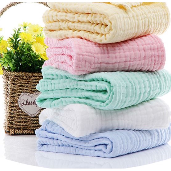 Màu trơn Muslin Bọc dày dệt 4 lớp Chăn