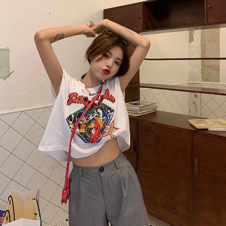 Jiashucheng Áo Thun Sát Nách Dáng Rộng In Họa Tiết Kiểu Retro Thời Trang Mùa Hè