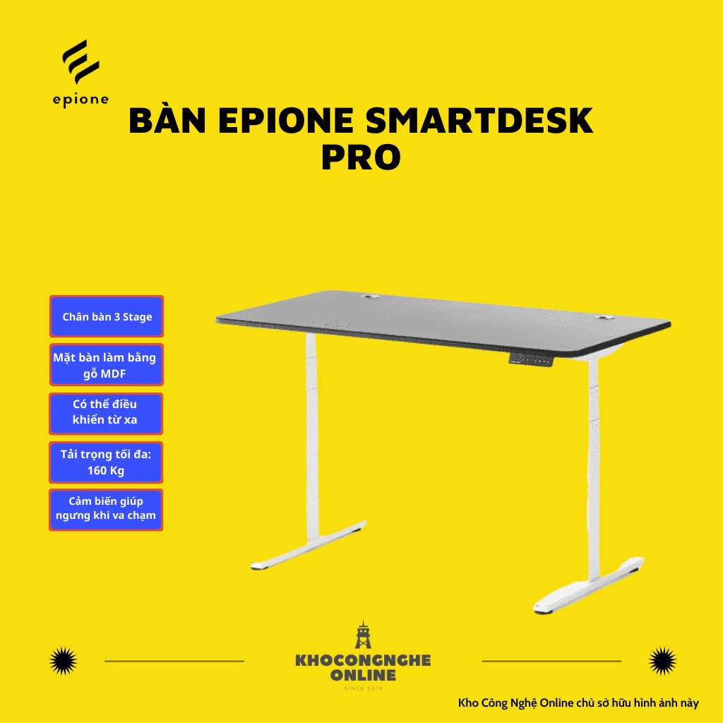 Bàn Epione SmartDesk Pro - Khung Trắng / Khung Đen (Khung bàn + Mặt bàn + Khay đi dây)