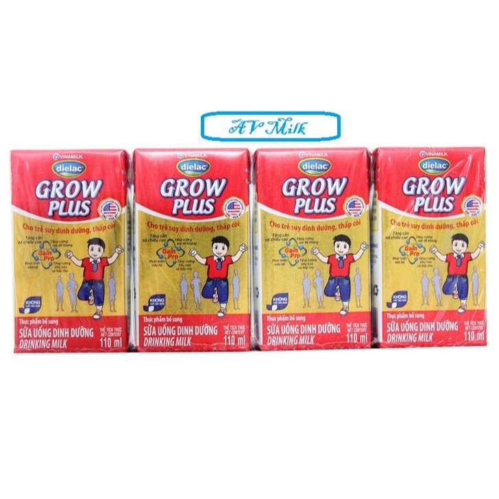 Lốc sữa Dielac Grow Plus đỏ 110ml