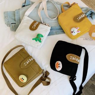 Túi vải canvas đeo chéo phong cách Hàn Quốc xinh xắn dành cho nữ