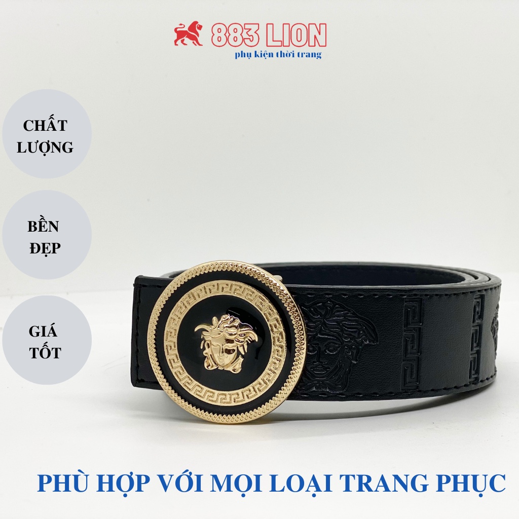 Thắt Lưng Nam - Dây Nịt Nam Mặt Versace Da Tổng Hợp PVC Màu Đen Bền Đẹp Mẫu Mới 2021