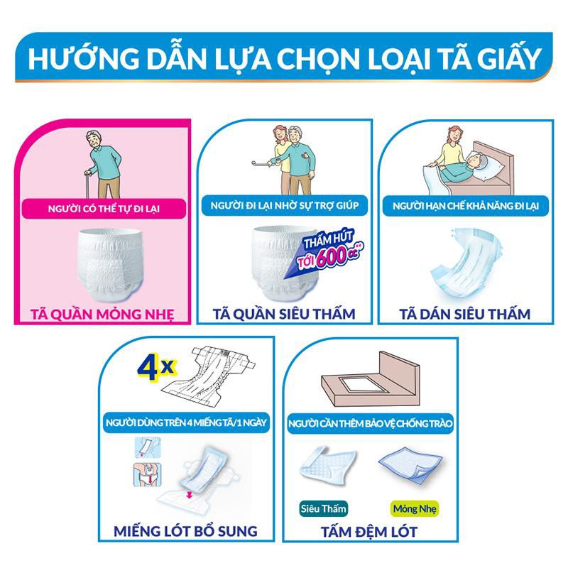 Tã Dán Người Lớn Siêu Thấm Chống Tràn Caryn XL10