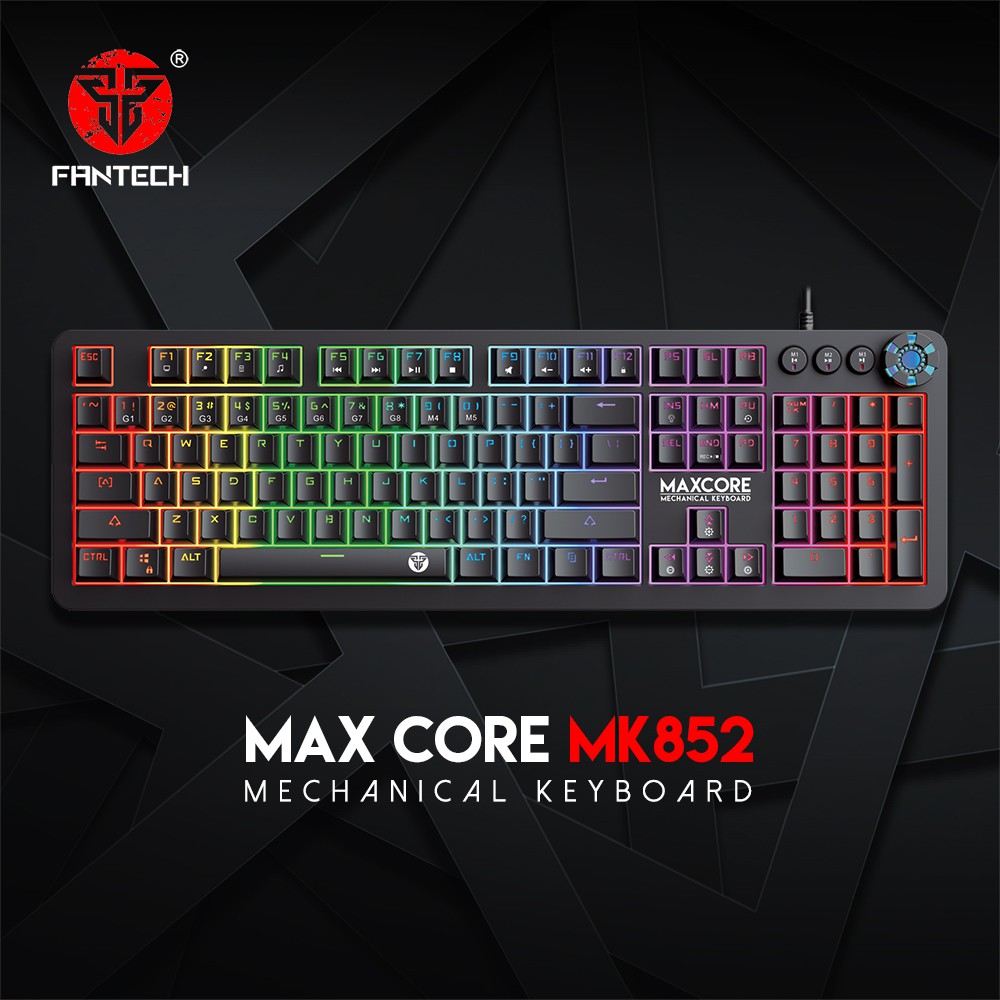 Bàn phím cơ gaming FANTECH MK852 MAXCORE, Màu đen, trắng, hồng Switch Blue, Brown