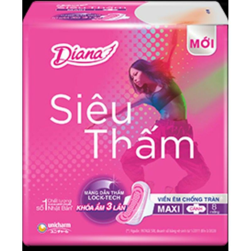 [MẪU MỚI] Băng vệ sinh DIANA siêu thấm siêu mỏng cánh 23cm (Gói 8 miếng)