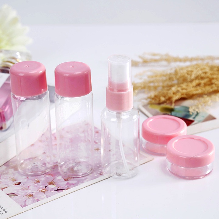 Bộ Lọ Chiết Mỹ Phẩm Du Lịch Tiện Lợi 5 Món/ 4 Món/ 3 Món - Có Túi Zip/ Hộp Nhựa