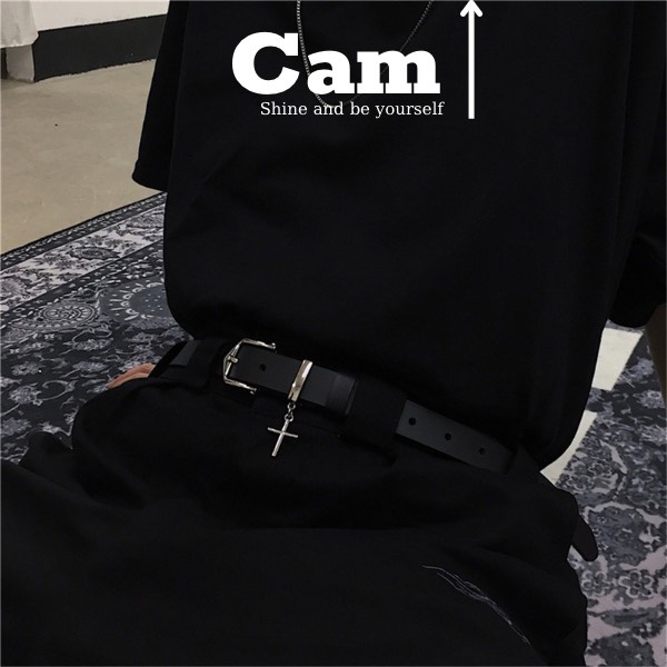 Thắt Lưng Nam Nữ Chữ thập bản nhỏ phong cách Hip hop trẻ trung - Dây Lưng Nam Nữ Unisex Mặt Kim Loại Streetstyle