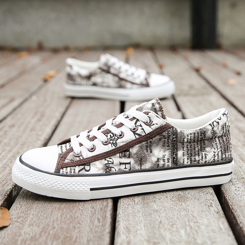 Giày Vải Canvas Cổ Thấp Thoáng Khí In Họa Tiết Graffiti Phong Cách Hàn Quốc Thời Trang Cho Nam Size 39-44 8 Kiểu
