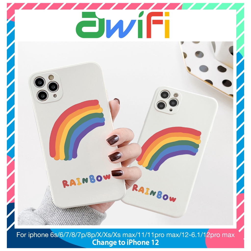 Ốp lưng iphone cạnh vuông rainbow 5s/6/6plus/6s/6splus/7/7plus/8/8plus/x/xr/xs/11/12/pro/max/plus/promax- Awifi M3-3