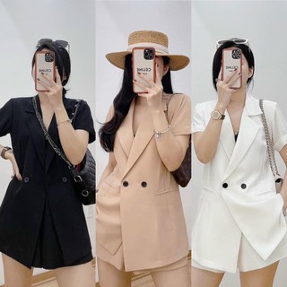 Set áo vest tay lật+ quần short lưng thun