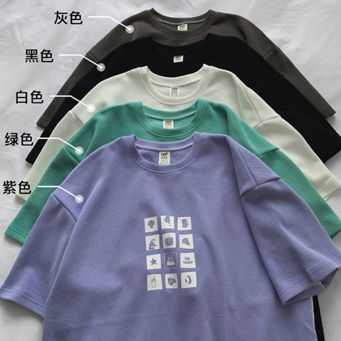 Áo thun ngắn tay dáng rộng in hình mới phong cách hàn quốc dành cho nam