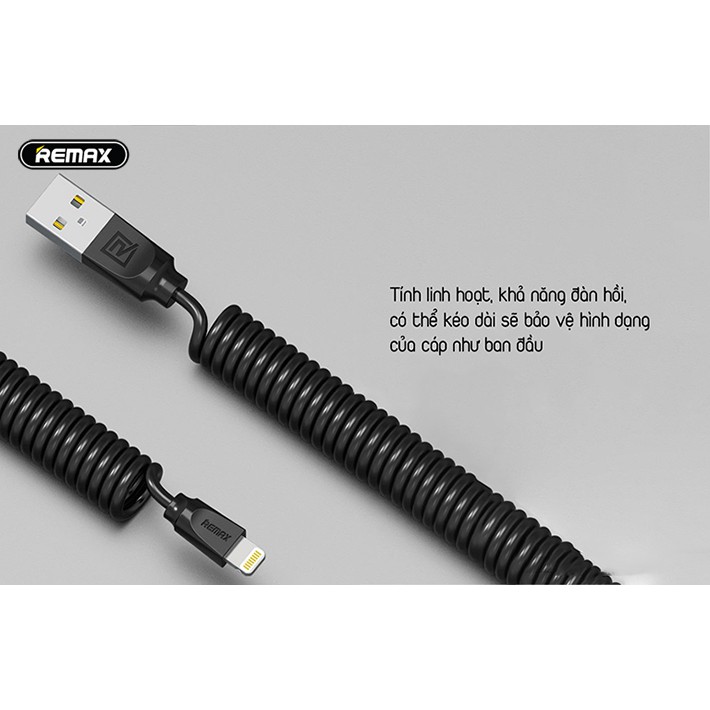 Cáp lightning, Micro USB, TYPE C lò xo xoắn -Remax RC-117 -Bảo hành 12 tháng