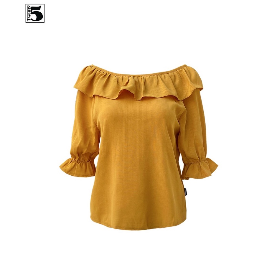 Áo sơ mi nữ công sở thanh lịch bèo cổ thắt nơ sau lưng Twentyfive N1043