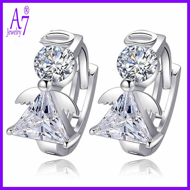 Bông tai mạ bạc 925 đính pha lê thời trang