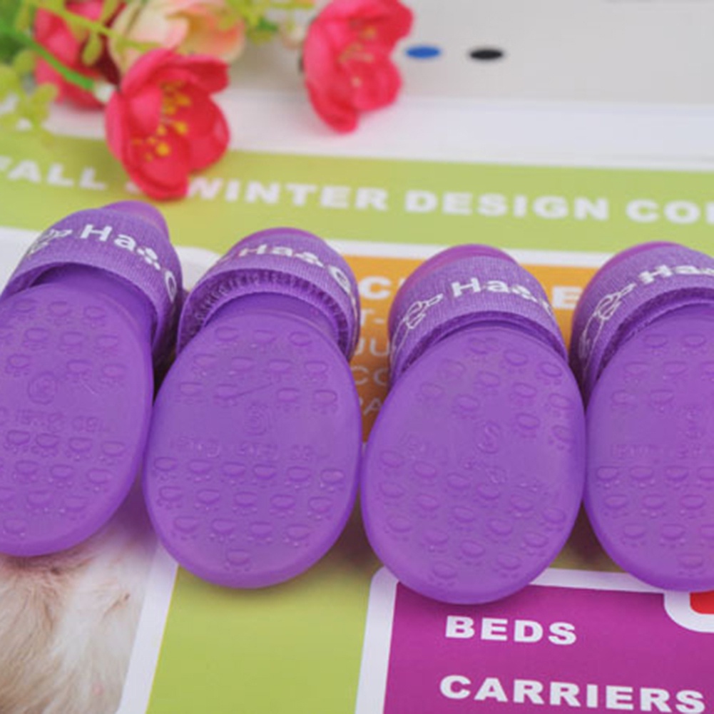 Set 4 giày đi mưa chống thấm nước màu sắc dễ thương cho cún cưng