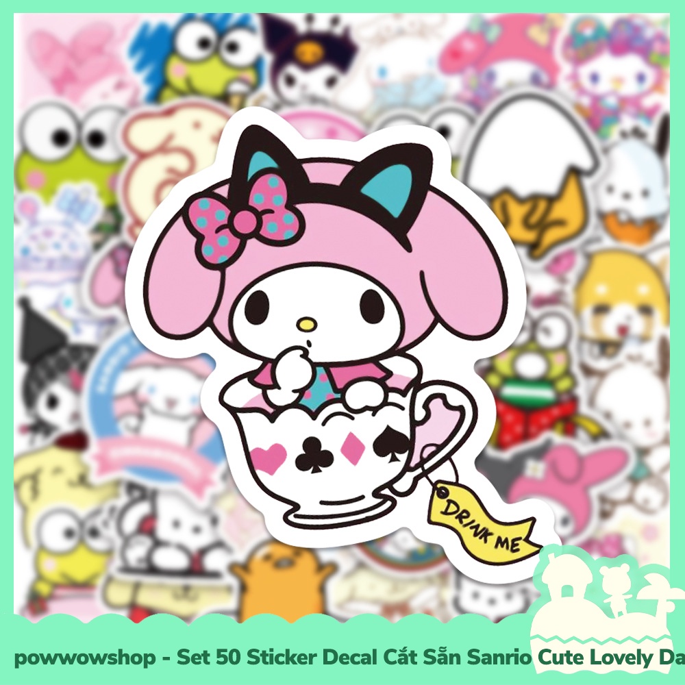 [Sẵn VN - Hỏa Tốc] Set 50 Sticker Mini Decal Dán Trang Trí Vật Dụng Mẫu Sanrio Family Cute Lovely Days