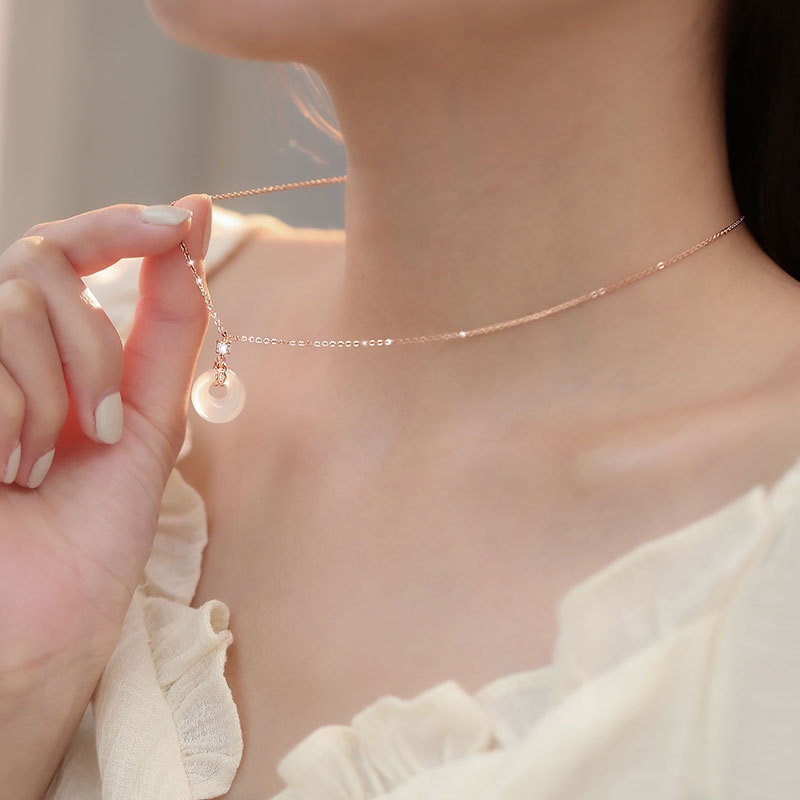 Trang nhã Màu trắng Hetian Jade Vòng cổ Thanh lịch Vòng cổ Rhinestone cho Phụ nữ Vòng cổ sang trọng