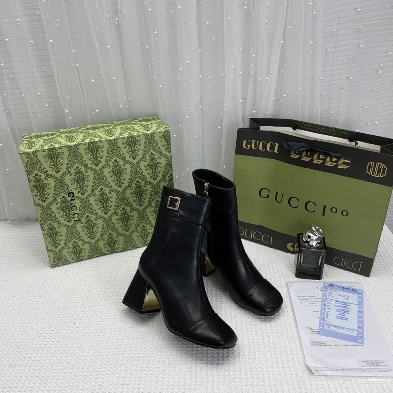 Boot Lửng Gucci Hoạ Tiết/ Da Trơn/Đen Vải Hoạ Tiết Full Size 35-39  -  By Anh Dinh Phuong
