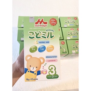Sữa Morinaga Số 3 hộp 12g*18g vị Dâu/Vani Date T2/2022