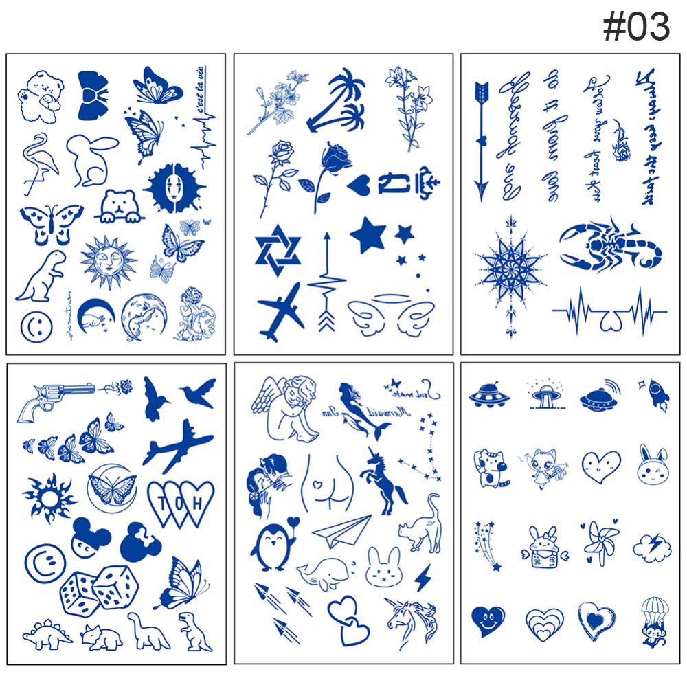 Set 6 Hình Xăm Dán Chống Nước Lâu Trôi Hình Thảo Dược Dễ Thương A3P1