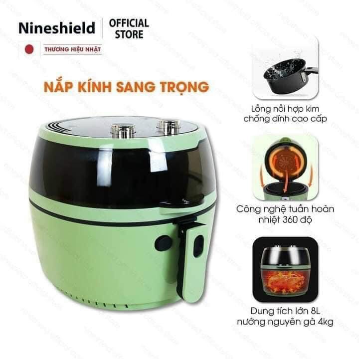 (RẺ VÔ ĐỊCH)Nồi chiên không dầu Nine Shield 8L - Hàng nhập khẩu chính hãng - Có hướng dẫn Tiếng Việt- Bảo hành 2 năm