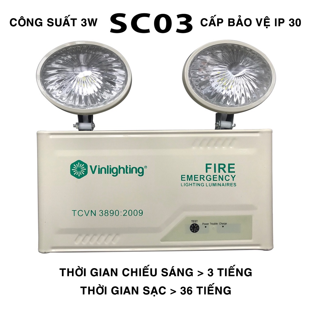 Đèn chiếu sáng khẩn cấp, thời gian chiếu sáng &gt; 120 phút, tiết kiệm điện, bảo hành 6 tháng - 3 năm