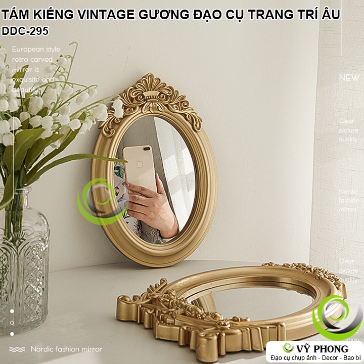 TẤM KIẾNG VINTAGE GƯƠNG CỔ PHONG CÁCH CHÂU ÂU ĐẠO CỤ TRANG TRÍ CHỤP ẢNH SẢN PHẨM TRANG SỨC MỸ PHẨM DDC-295