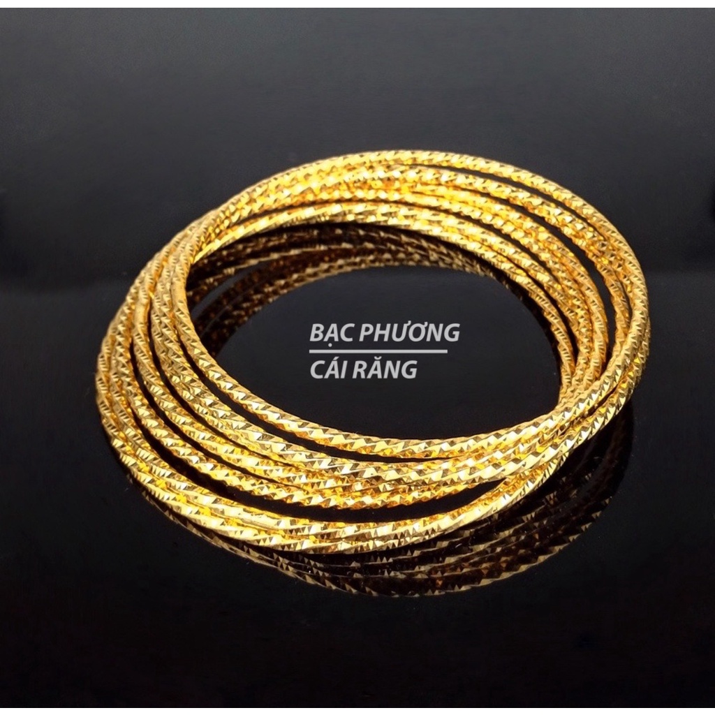 BỘ 7 VÒNG XIMEN BẢN TRÒN HOẠ TIẾT MẮT TRÚC & XOẮN MẠ VÀNG 18K