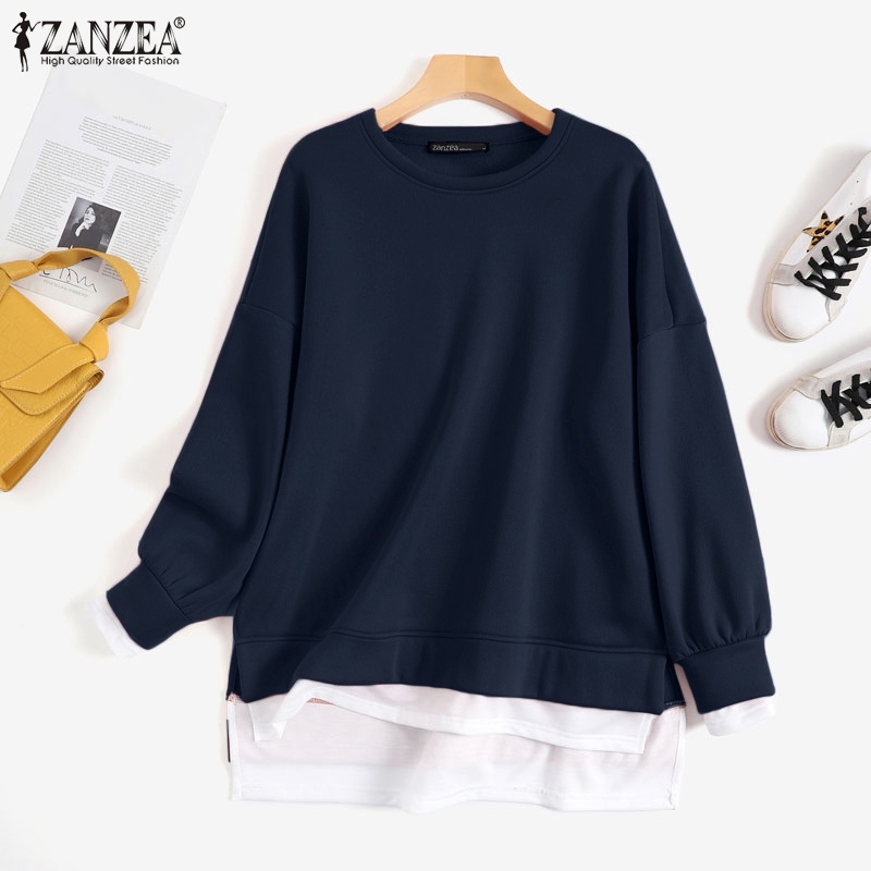 Áo ZANZEA tay dài phối màu sành điệu cho nữ