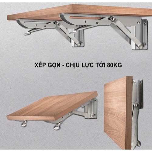 Ke Đỡ Gập Chịu Lực 80kg, Giá Đỡ Bản Lề Gập Thông Minh, Ke Góc Gập, Giá Đỡ Thông Minh, thép không rỉ cao cấp màu trắng