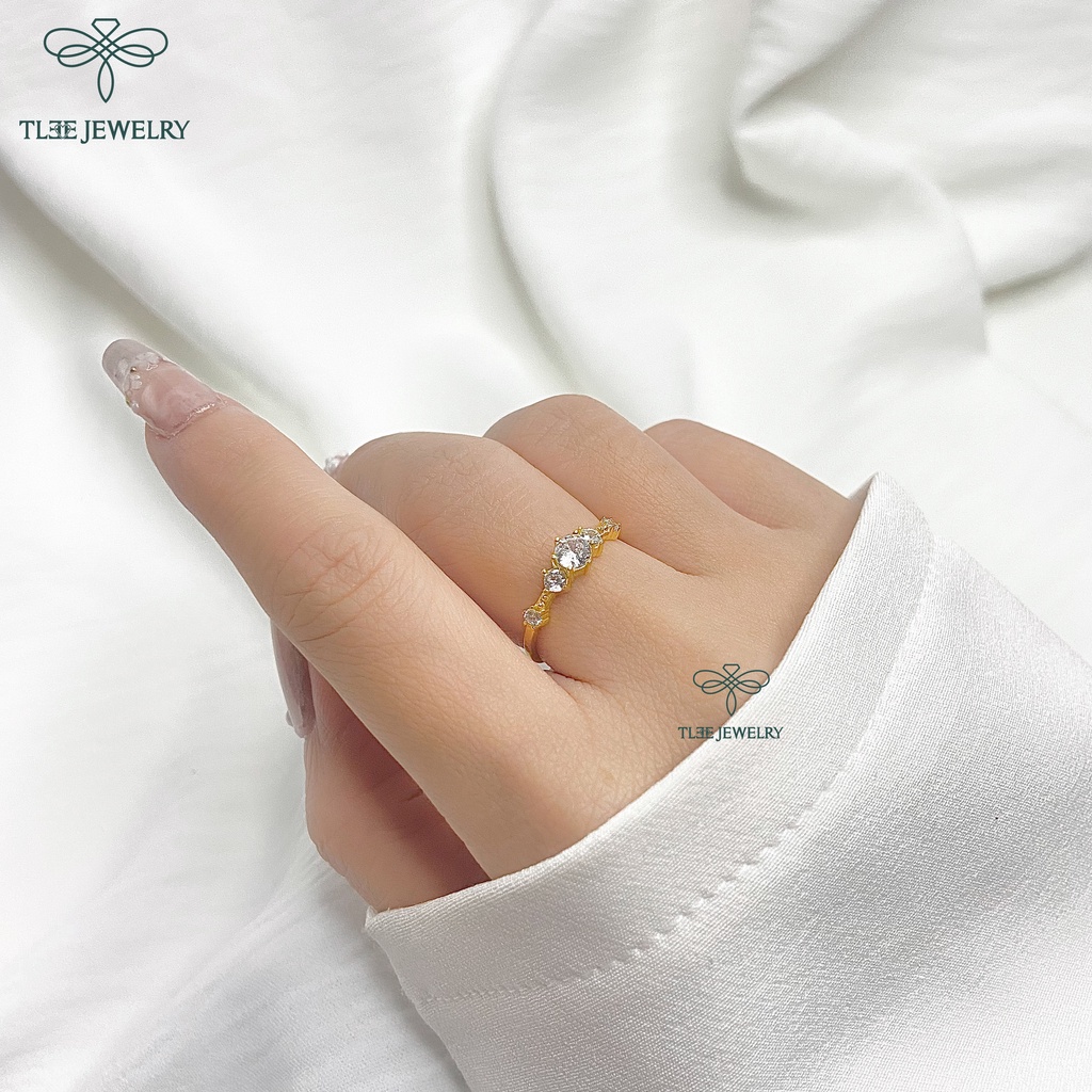Nhẫn bạc nữ TLEE Snow Princess Fre mạ vàng 14k đính đá cao cấp TleeJewelry A0139