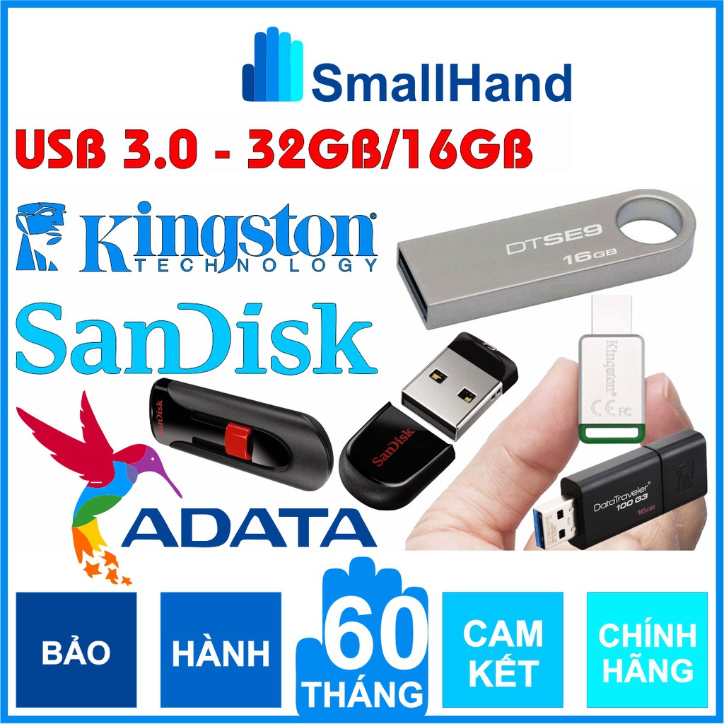 USB 3.0 Chính hãng các thương hiệu Kingston/SanDisk/Adata – Bảo hành 5 năm – Dung lượng 32GB và 16GB | BigBuy360 - bigbuy360.vn